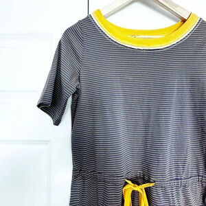 POLAGRAM | Charcoal Gray Yellow Striped Shirt Dress Tie Waist | Size Small